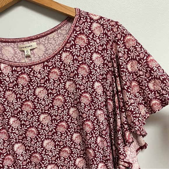 NWT MAX STUDIO FLUTTER SLEEVE TOP - 2X - Picture 6 of 9